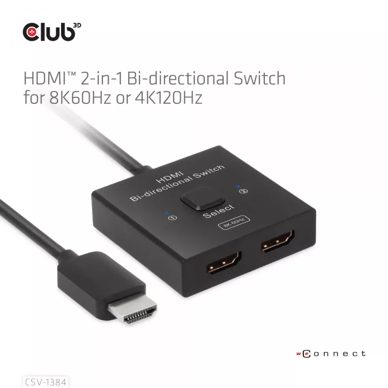 CLUB3D switch HDMI 2-in-1 bidirezionale 8K60Hz 4K120Hz CSV-1384
