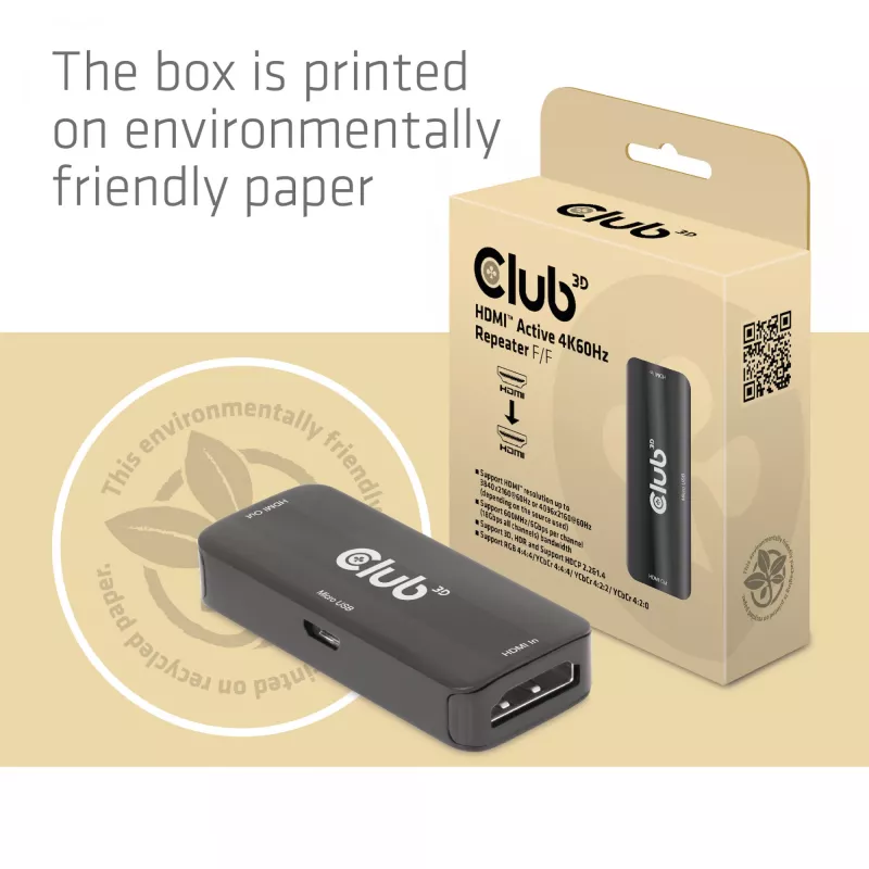 CLUB3D ripetitore HDMI attivo 4K60Hz F/F