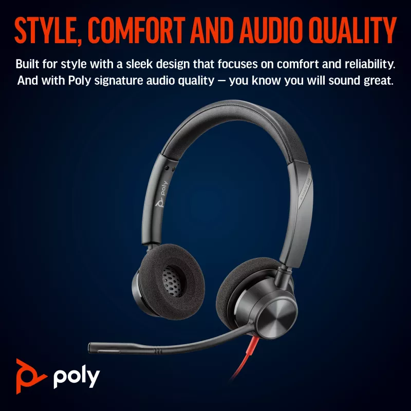 HP Poly Blackwire 3320 cuffie stereo USB-C certificate Microsoft Teams + adattatore USB-C/A