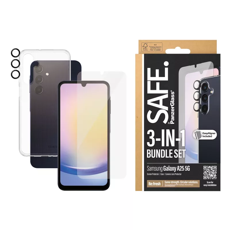 PanzerGlass SAFE. by ® bundle protezione 3-in-1 Samsung Galaxy A25 5G