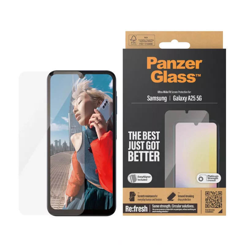 PanzerGlass ® pellicola protettiva per display Samsung Galaxy A25 5G | Ultra-Wide Fit con EasyAligner