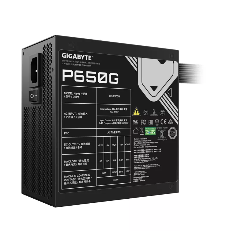 GIGABYTE GP-P650G Alimentatore 650 W 20+4 pin ATX ATX nero