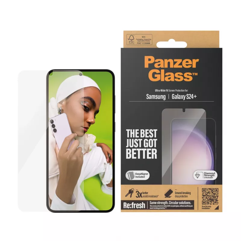 Pellicola protettiva per display PanzerGlass ® Samsung Galaxy S24+ | Ultra-Wide Fit con EasyAligner