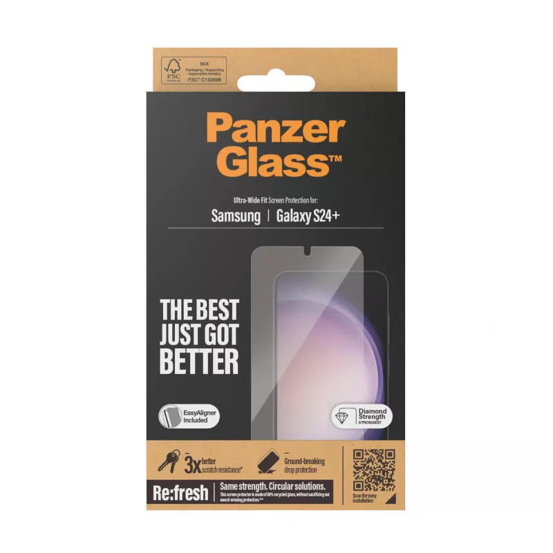 Pellicola protettiva per display PanzerGlass ® Samsung Galaxy S24+ | Ultra-Wide Fit con EasyAligner
