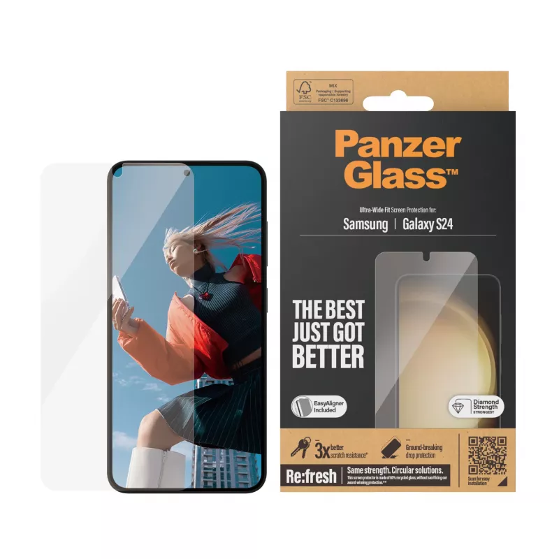 Pellicola protettiva per display PanzerGlass® Samsung Galaxy S24 | Ultra-Wide Fit con EasyAligner