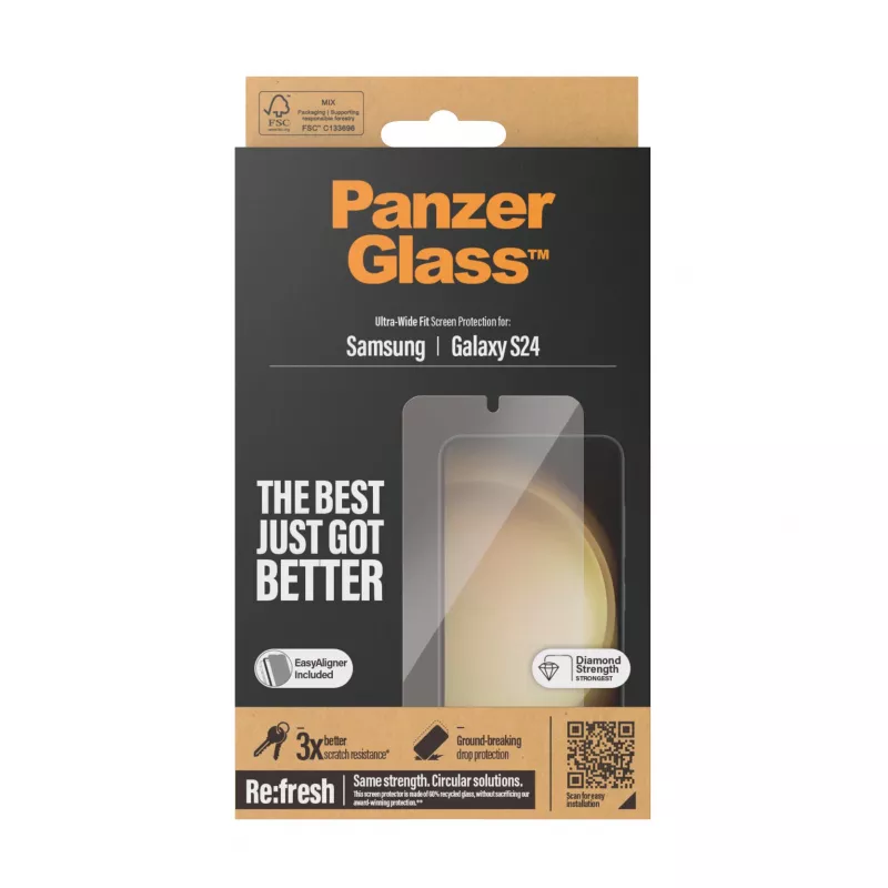 Pellicola protettiva per display PanzerGlass® Samsung Galaxy S24 | Ultra-Wide Fit con EasyAligner