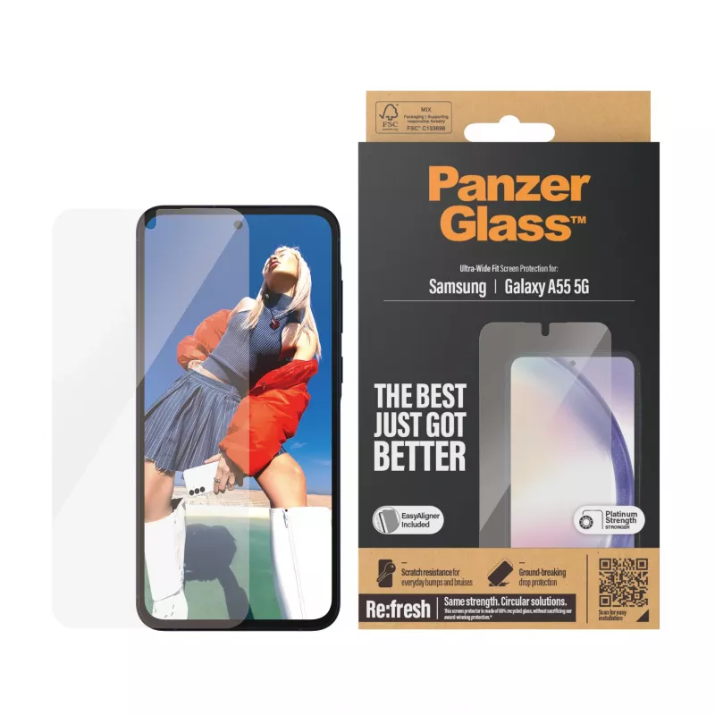 Pellicola protettiva per display PanzerGlass ® Samsung Galaxy A55 5G | Ultra-Wide Fit con EasyAligner