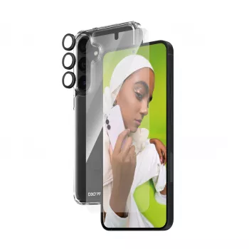 Pacchetto protezione 3-in-1 PanzerGlass ® Samsung Galaxy S24+ | Ultra-Wide Fit con EasyAligner