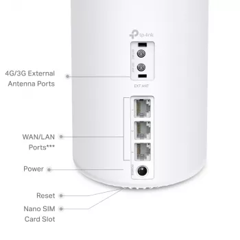 TP-Link 4G+ AX1500 Whole Home Mesh WiFi 6 Gateway, bianco, interno, router mesh, 190 m², dual band (2,4 GHz / 5 GHz), Wi-Fi 6 (802.11ax)