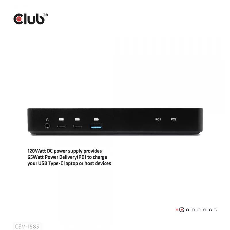 CLUB3D DisplayPort/HDMI switch KVM/dock 4K60Hz per ingressi USB Type-C