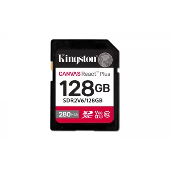 Kingston Technology 128 GB Canvas React Plus SDXC UHS-II 280R/100W U3 V60 per Full HD/4K