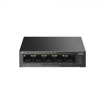 TP-LINK LiteWave switch desktop Gigabit 5 porte con 4 porte PoE+ (5x Gigabit, 4 PoE+, budget PoE 65 W)