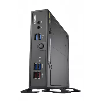 Barebone Shuttle XPC slim DS50U, Intel Celeron 7305, 2x LAN (1x 2,5 Gbit, 1x 1 Gbit), 1x COM, 1x HDMI, 1x DP, 1x VGA, senza ventola, funzionamento continuo 24/7