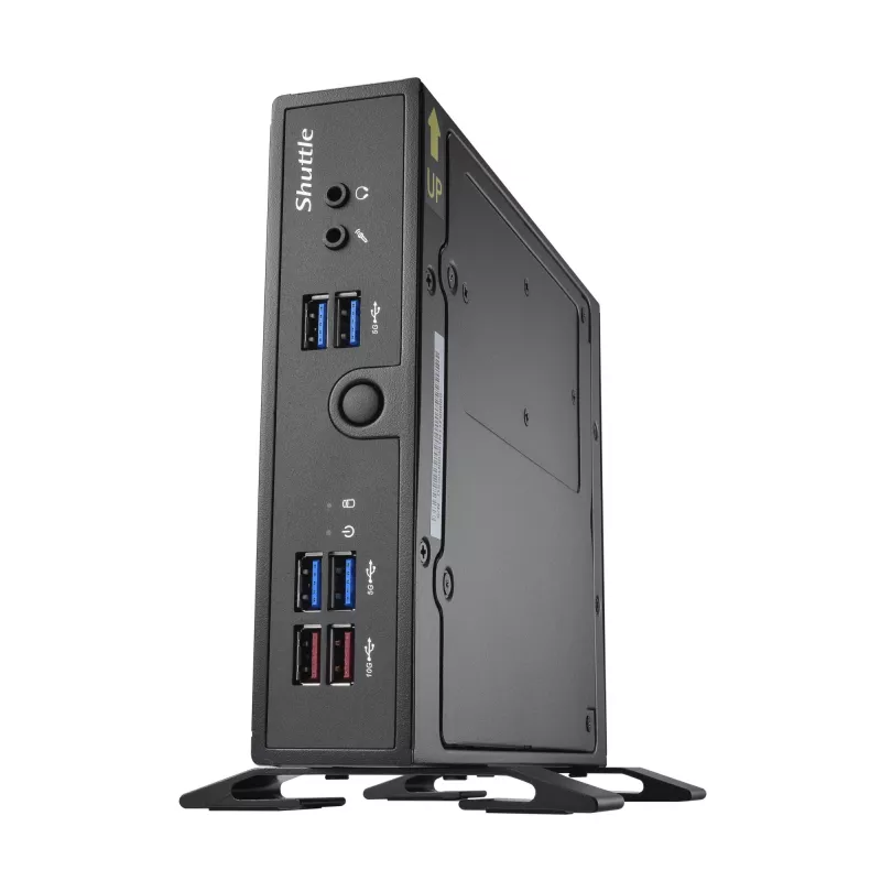 Barebone Shuttle XPC slim DS50U, Intel Celeron 7305, 2x LAN (1x 2,5 Gbit, 1x 1 Gbit), 1x COM, 1x HDMI, 1x DP, 1x VGA, senza ventola, funzionamento continuo 24/7