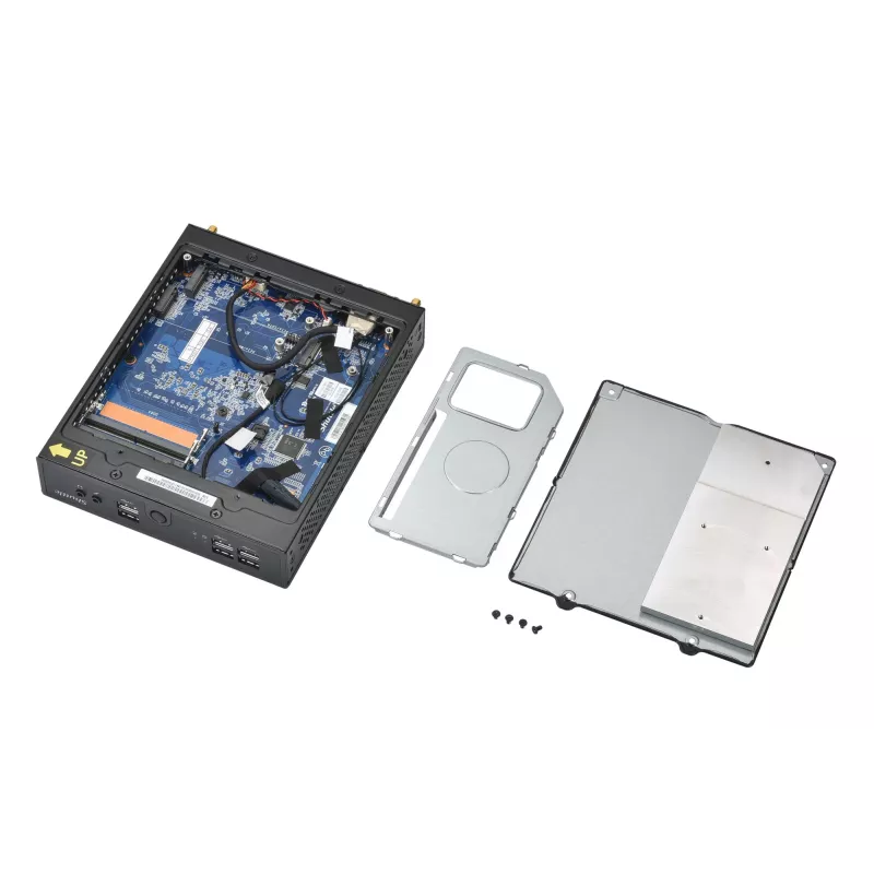 Barebone Shuttle XPC slim DS50U, Intel Celeron 7305, 2x LAN (1x 2,5 Gbit, 1x 1 Gbit), 1x COM, 1x HDMI, 1x DP, 1x VGA, senza ventola, funzionamento continuo 24/7