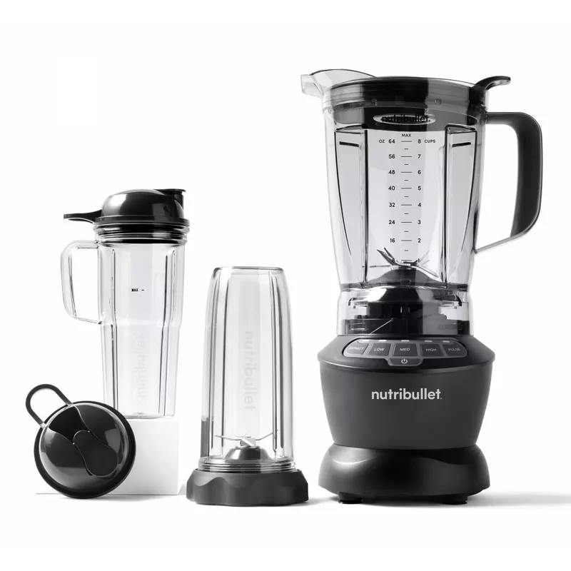 Frullatore da tavolo NUTRIBULLET NBF500DG — caraffa da 1,9 L, 1200 W, tritaghiaccio, argento