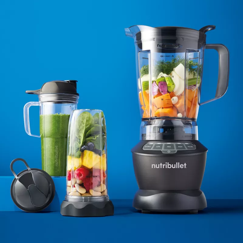 Frullatore da tavolo NUTRIBULLET NBF500DG — caraffa da 1,9 L, 1200 W, tritaghiaccio, argento