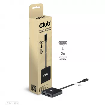 CLUB3D hub USB-C® a doppio HDMI™ 4K60Hz M/F+PD3.0 100 W