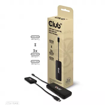 CLUB3D hub dati USB Type-C a 4 porte 10G con ricarica PD3.0