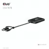 Splitter video Club 3D CSV-1478 USB Type-C (con adattatore USB-A) a doppia DisplayPort 4K60Hz, nero