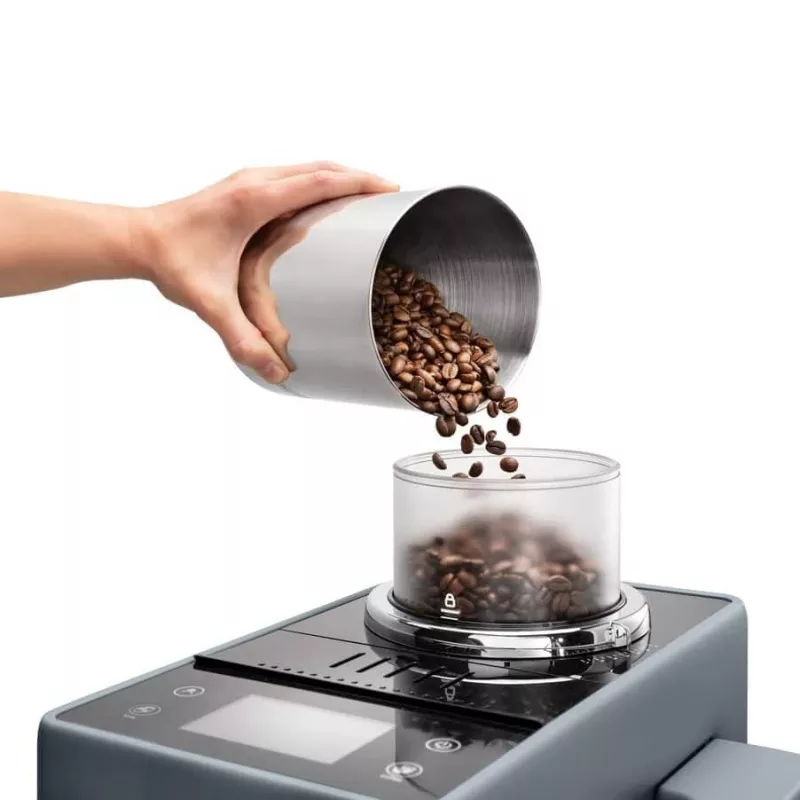 Macchina per espresso De’Longhi Rivelia EXAM440.55.g — completamente automatica, serbatoio acqua 1,4 l, macinacaffè 250 g, 19 bar, display TFT touch