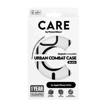 Custodia PanzerGlass CARE™ by ® Urban Combat trasparente con MagSafe nero per iPhone 15 Pro