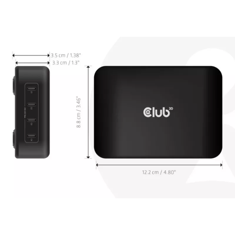 Caricabatterie per dispositivi mobili CLUB3D CAC-1918 universale nero AC 4 porte USB Type-C