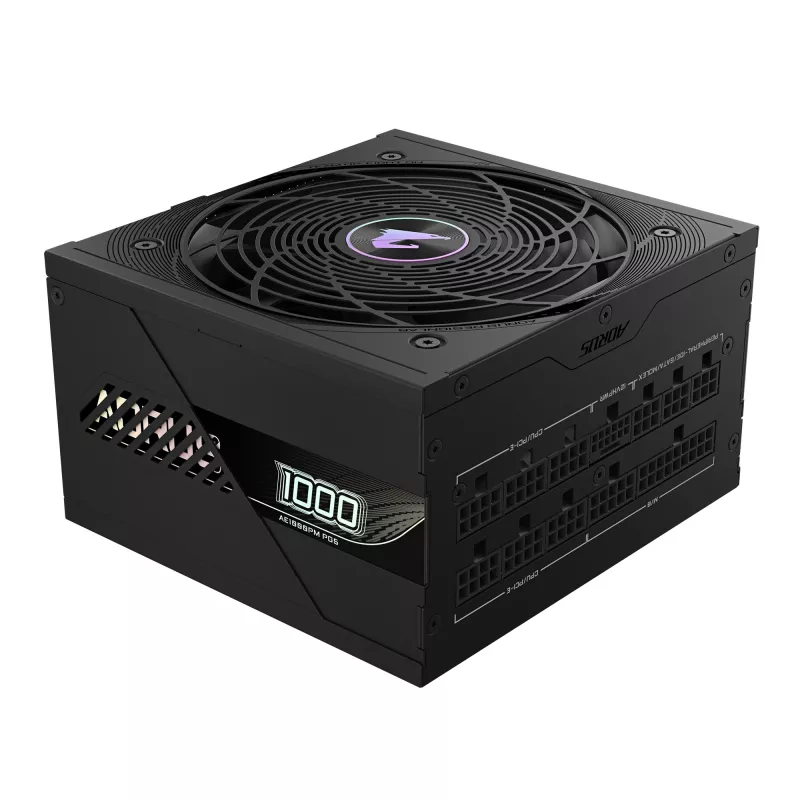 GIGABYTE AORUS ELITE P1000W ICE Alimentatore - PCIe 5.0, 80 PLUS Platinum, design completamente modulare, ventola da 120 mm, compatibile ATX 3.0, spina EU