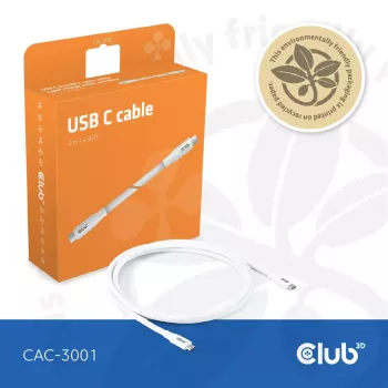 Cavo USB-C CLUB3D CAC-3001 2m USB4 Gen 3x2 bianco