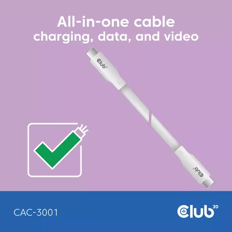 Cavo USB-C CLUB3D CAC-3001 2m USB4 Gen 3x2 bianco