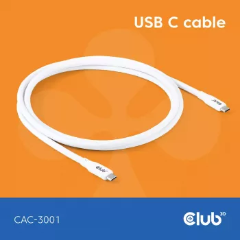 Cavo USB-C CLUB3D CAC-3001 2m USB4 Gen 3x2 bianco
