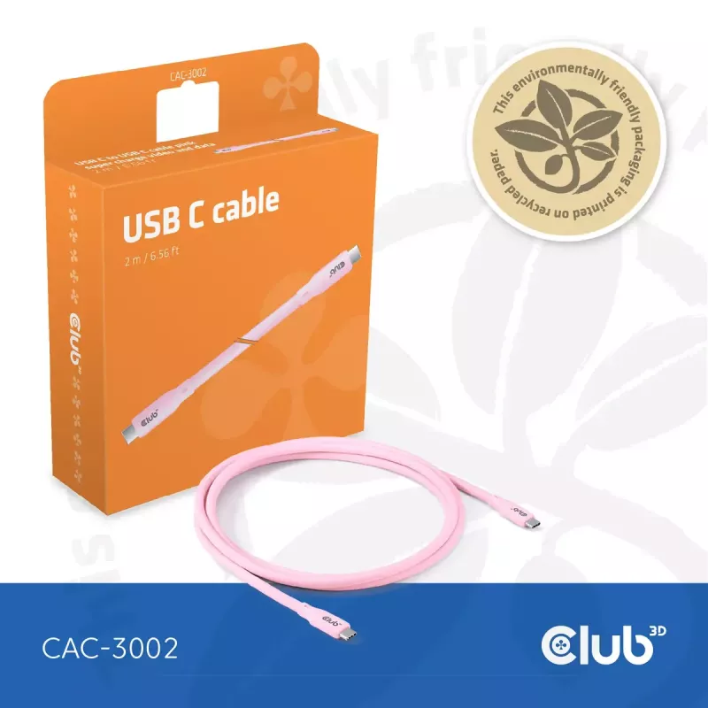 Cavo USB-C CLUB3D CAC-3002 2m USB4 Gen 3x2 rosa