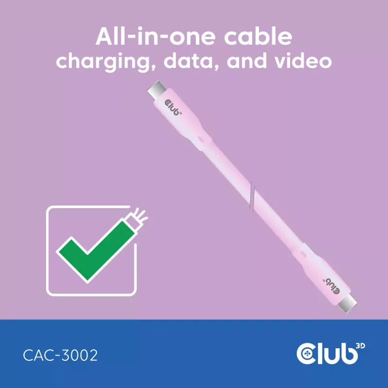 Cavo USB-C CLUB3D CAC-3002 2m USB4 Gen 3x2 rosa