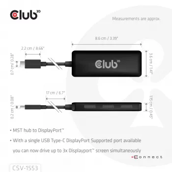 CLUB3D USB-C® su Triple DisplayPort™ 4K60Hz