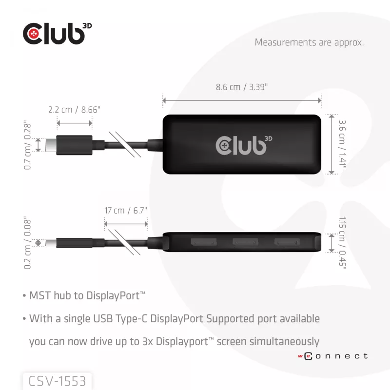 CLUB3D USB-C® su Triple DisplayPort™ 4K60Hz