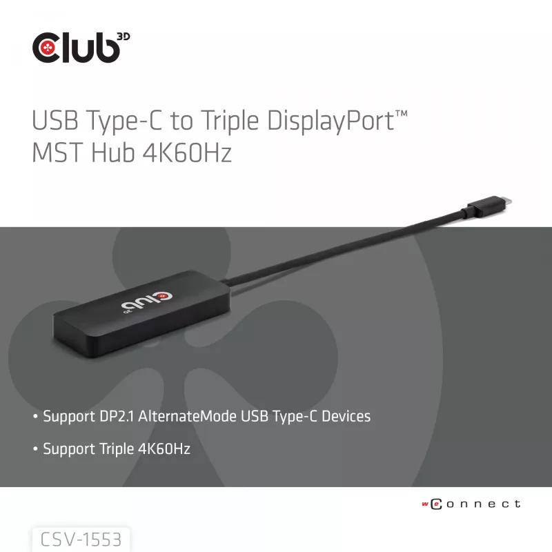 CLUB3D USB-C® su Triple DisplayPort™ 4K60Hz