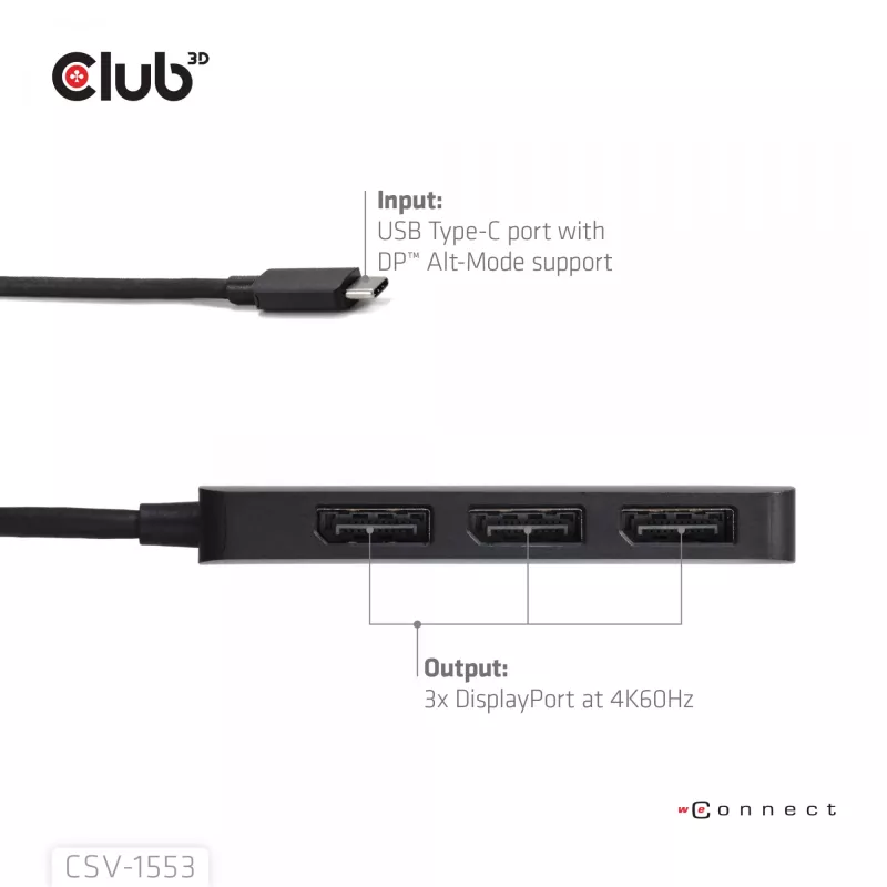 CLUB3D USB-C® su Triple DisplayPort™ 4K60Hz