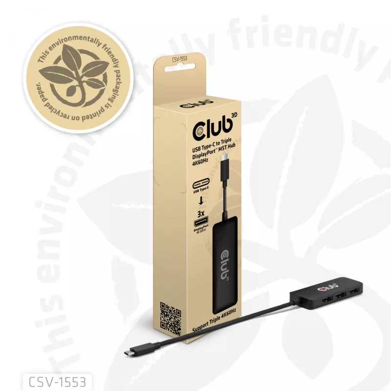 CLUB3D USB-C® su Triple DisplayPort™ 4K60Hz