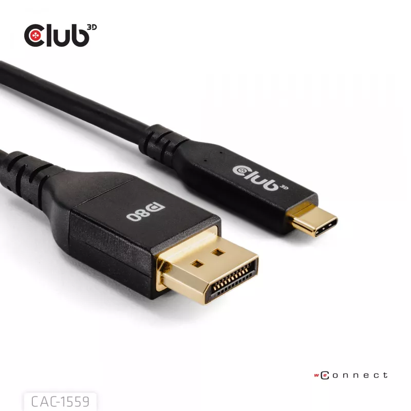 Cavo USB Type-C su DisplayPort 2.1, Club 3D CAC-1559, bidirezionale, certificato VESA DP80, 1 m