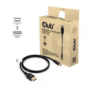 Cavo Mini DisplayPort™ su DisplayPort™ bidirezionale CLUB3D certificato VESA DP80 M/M 1m/3.28ft