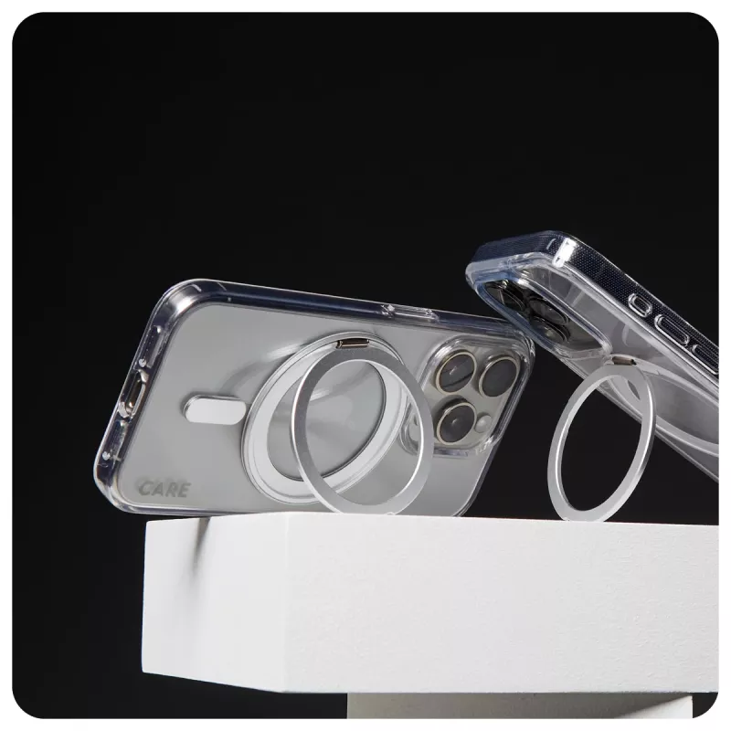 PanzerGlass CARE™ by ® Case trasparente con kickstand argento e MagSafe iPhone 16 Pro Max