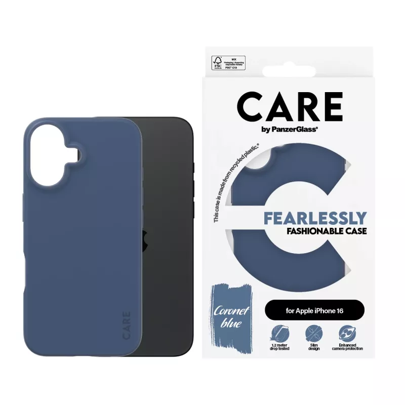 Cover PanzerGlass CARE by Fashionable Case, blu, iPhone 16
