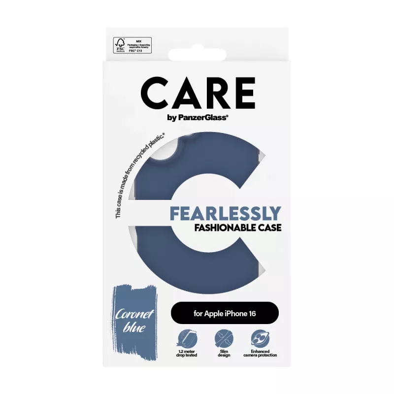 Cover PanzerGlass CARE by Fashionable Case, blu, iPhone 16