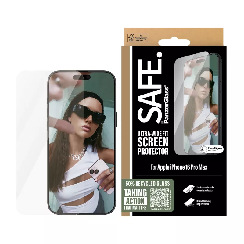 PanzerGlass SAFE. by ® Pellicola protettiva display iPhone 16 Pro Max | Ultra-Wide Fit
