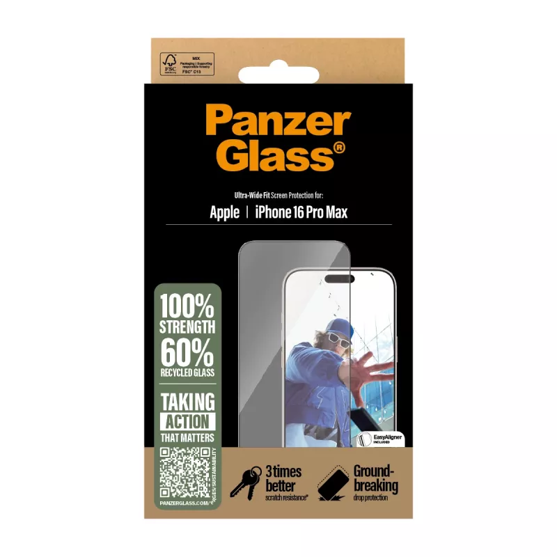 PanzerGlass® Pellicola protettiva display iPhone 16 Pro Max | Ultra-Wide Fit
