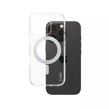 PanzerGlass CARE™ by ® Case trasparente con kickstand argento e MagSafe iPhone 16 Pro