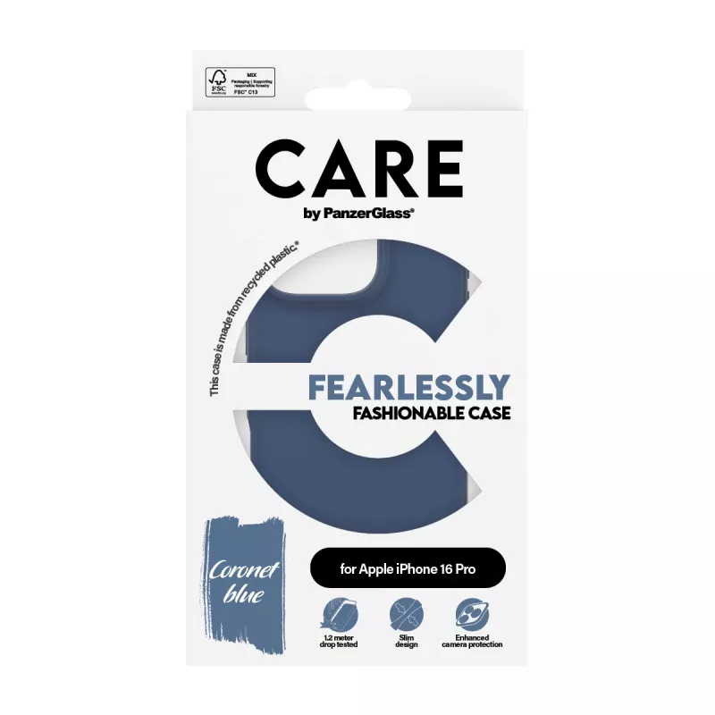 PanzerGlass CARE™ by ® Case blu iPhone 16 Pro, cover, Apple, Apple - iPhone 16 Pro, blu