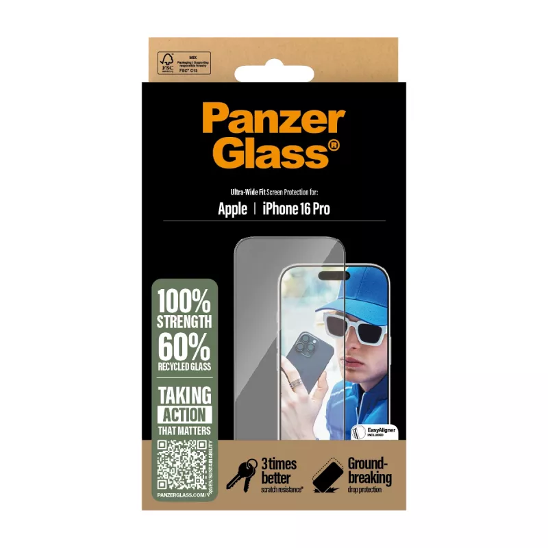PanzerGlass ® pellicola protettiva per display iPhone 16 Pro | Ultra-Wide Fit