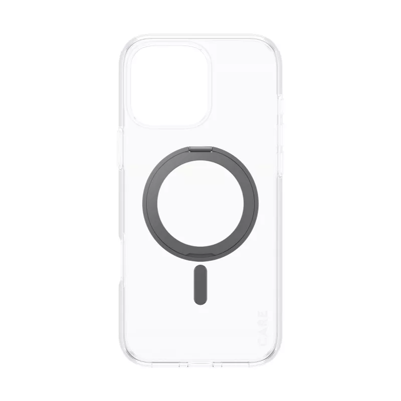 PanzerGlass CARE™ by ® custodia trasparente con kickstand nero e MagSafe per iPhone 16 Pro Max