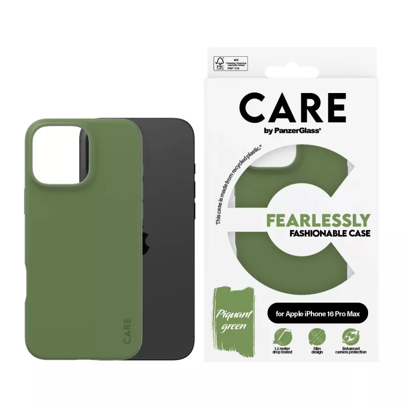 Cover PanzerGlass CARE by ® custodia moda verde iPhone 16 Pro Max